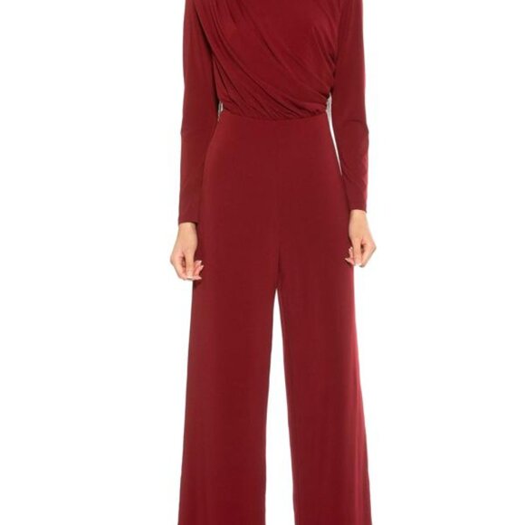 Alexia Admor Ruched Wide-Leg Jumpsuit - /Red - M